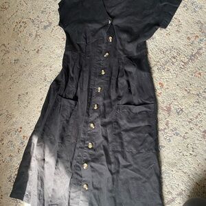 Black Tie Front Sleeveless Midi Dress